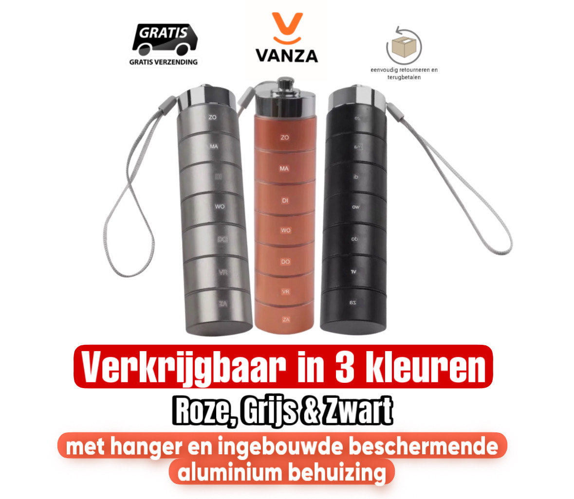 Pillen Organizer met Luxe Aluminium Behuizing