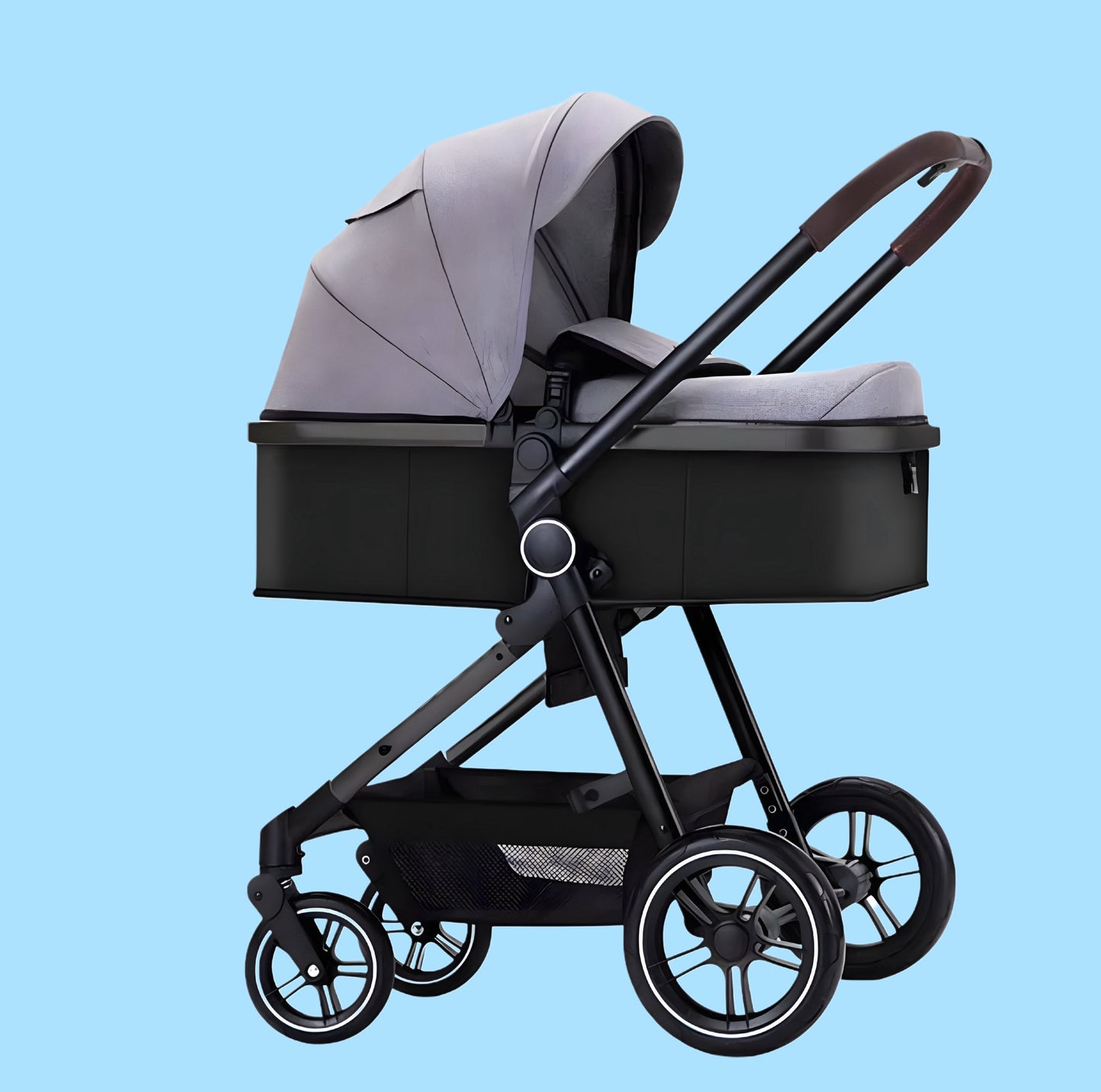 Vanzaa's Hoge Landschap Kinderwagen – Lichtgewicht, Opvouwbaar & Schokbestendig 2-in-1 Ontwerp