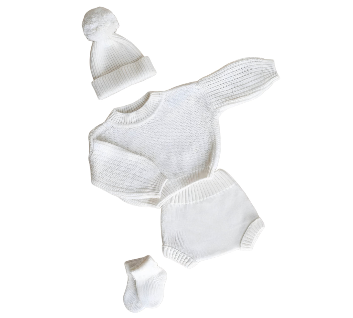 Gebreide Babytruiset voor Pasgeborenen met Sokjes en Warme Muts
