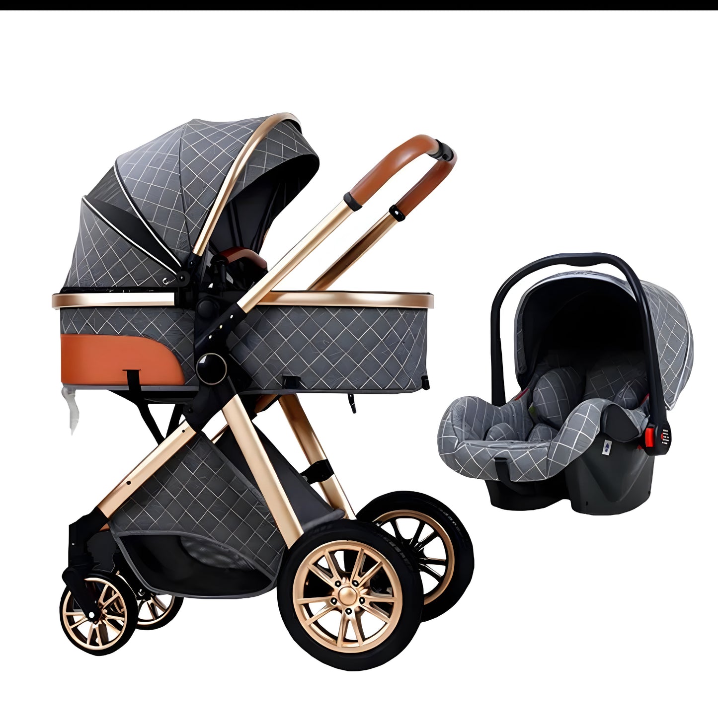 Vanzaa's Hoge Landschap Kinderwagen – Lichtgewicht, Opvouwbaar & Schokbestendig 2-in-1 Ontwerp