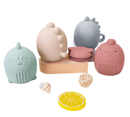 4 zachte, flexibele siliconen badspeeltjes voor kinderen