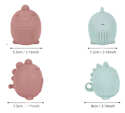 4 zachte, flexibele siliconen badspeeltjes voor kinderen