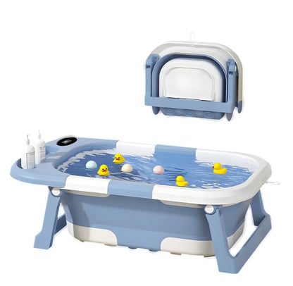 Opvouwbaar babybadje met touchscreen | Duurzaam, geïsoleerd en makkelijk leeg te laten lopen | Afneembare opbergruimte | Voor 0-6 jaar