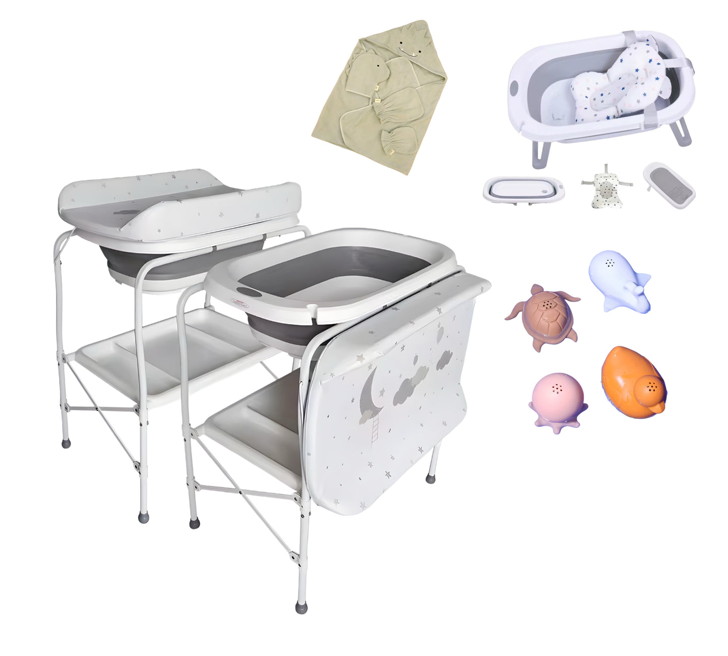 Luxe badset voor uw kind - Badhanddoek, badspeelgoed, badkuip & badstandaard