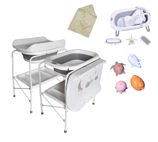 Luxe badset voor uw kind - Badhanddoek, badspeelgoed, badkuip & badstandaard