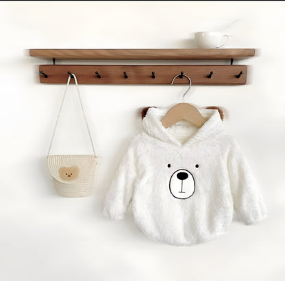 Wollen baby rompertjes met bont voor winter en herfst - met afneembare leggings