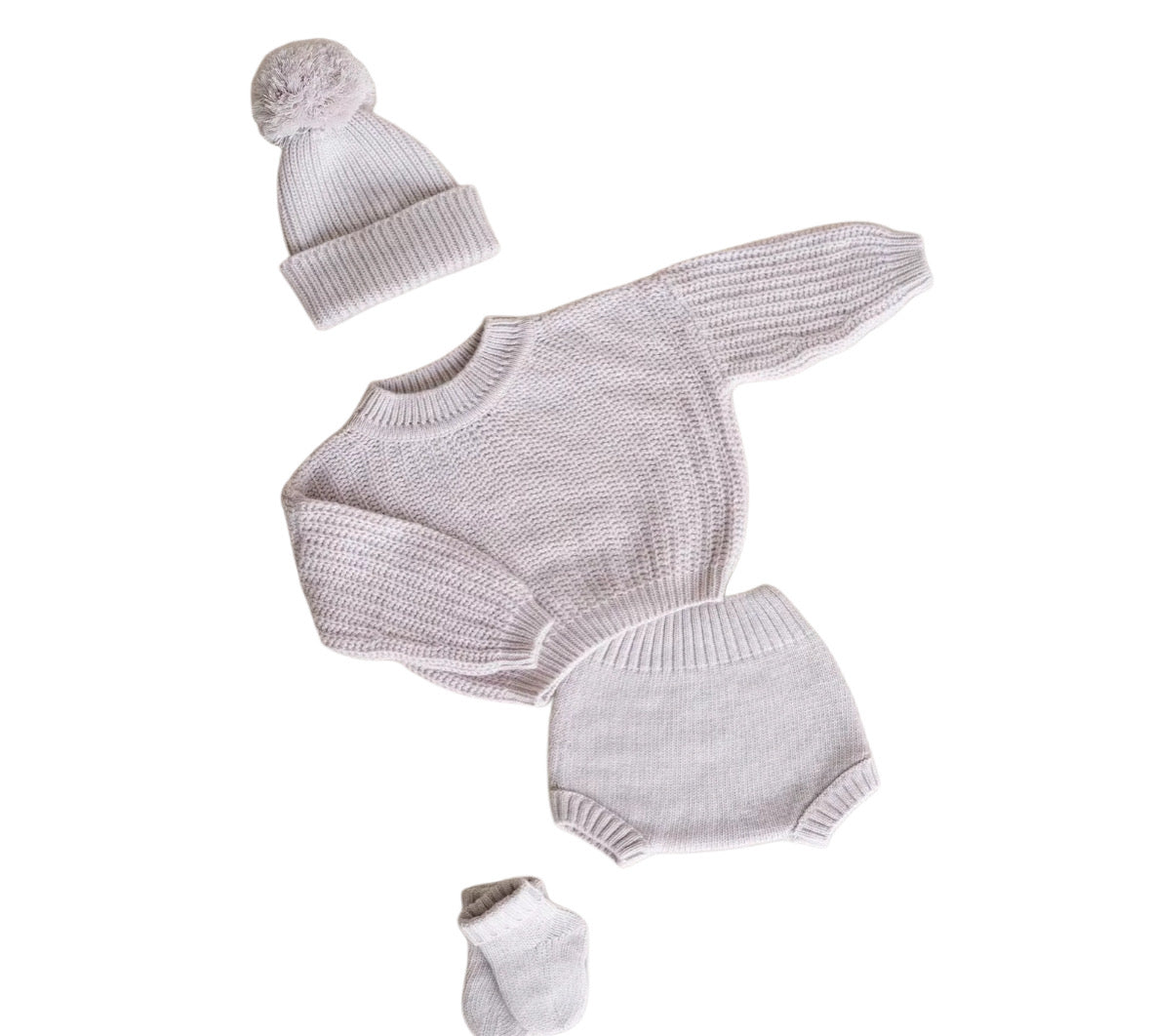 Gebreide Babytruiset voor Pasgeborenen met Sokjes en Warme Muts