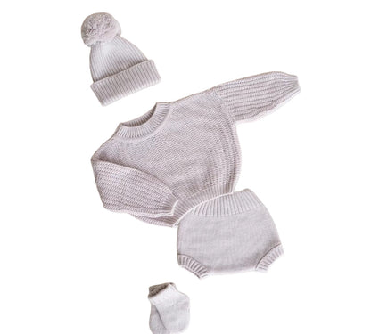 Gebreide Babytruiset voor Pasgeborenen met Sokjes en Warme Muts