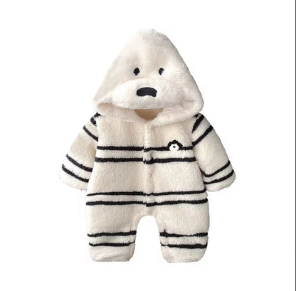Vanzaa's Baby winter pluizige, wollen jumpsuit voor pasgeborenen