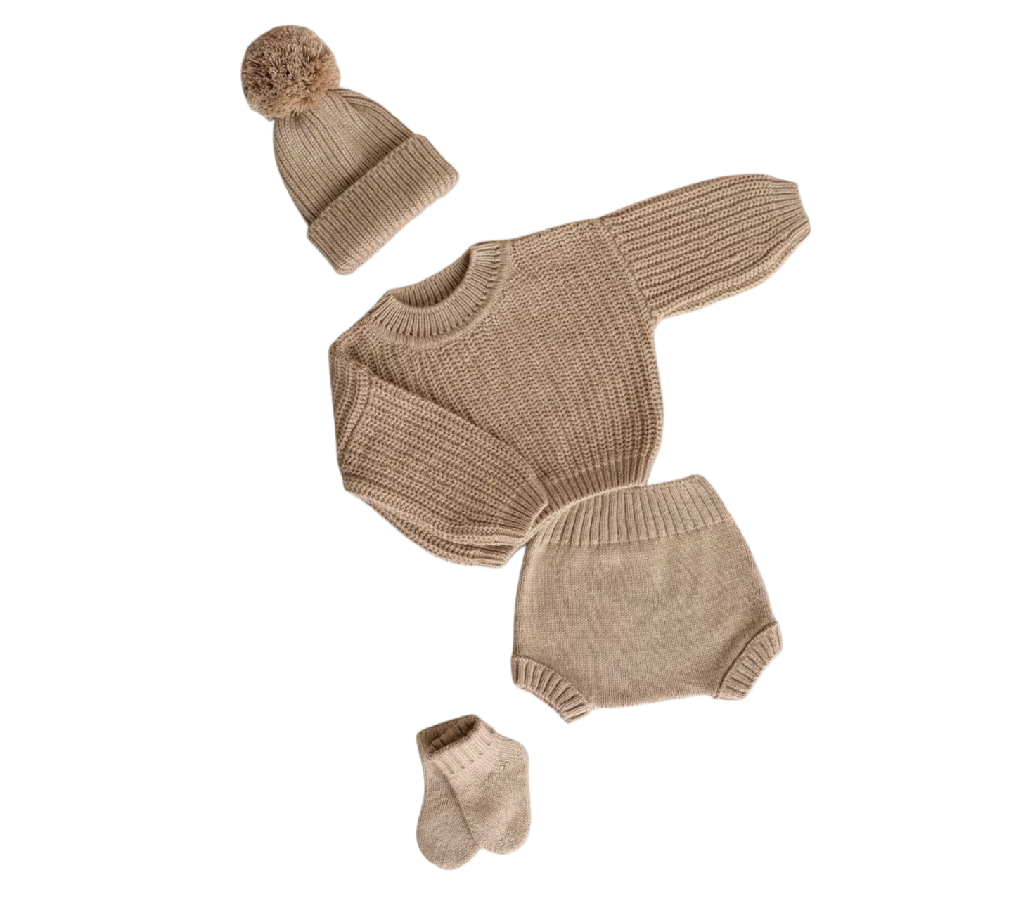 Gebreide Babytruiset voor Pasgeborenen met Sokjes en Warme Muts