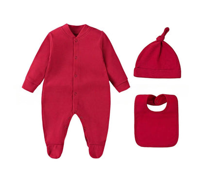 Winterromperset voor pasgeborenen - beige katoen met muts - Jumpsuit