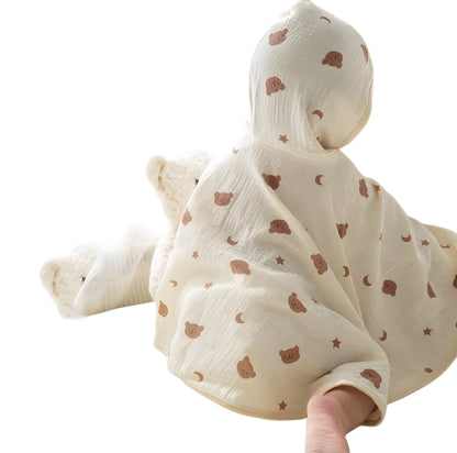 Zachte, katoenen en schattige handdoek met capuchon voor pasgeborenen - Ademend