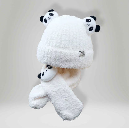 Vanzaa's handgebreide wollen winterbabymuts en sjaal