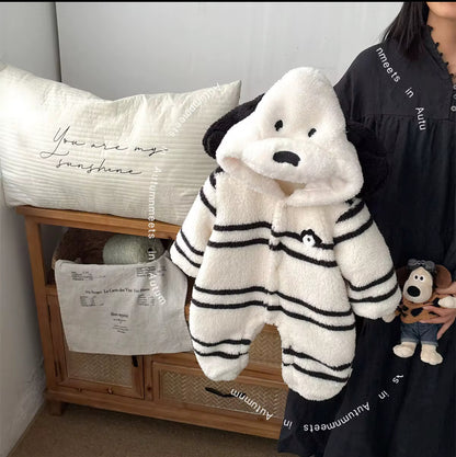 Vanzaa's Baby winter pluizige, wollen jumpsuit voor pasgeborenen