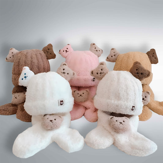 Vanzaa's handgebreide wollen winterbabymuts en sjaal