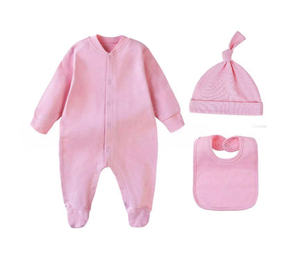 Winterromperset voor pasgeborenen - beige katoen met muts - Jumpsuit