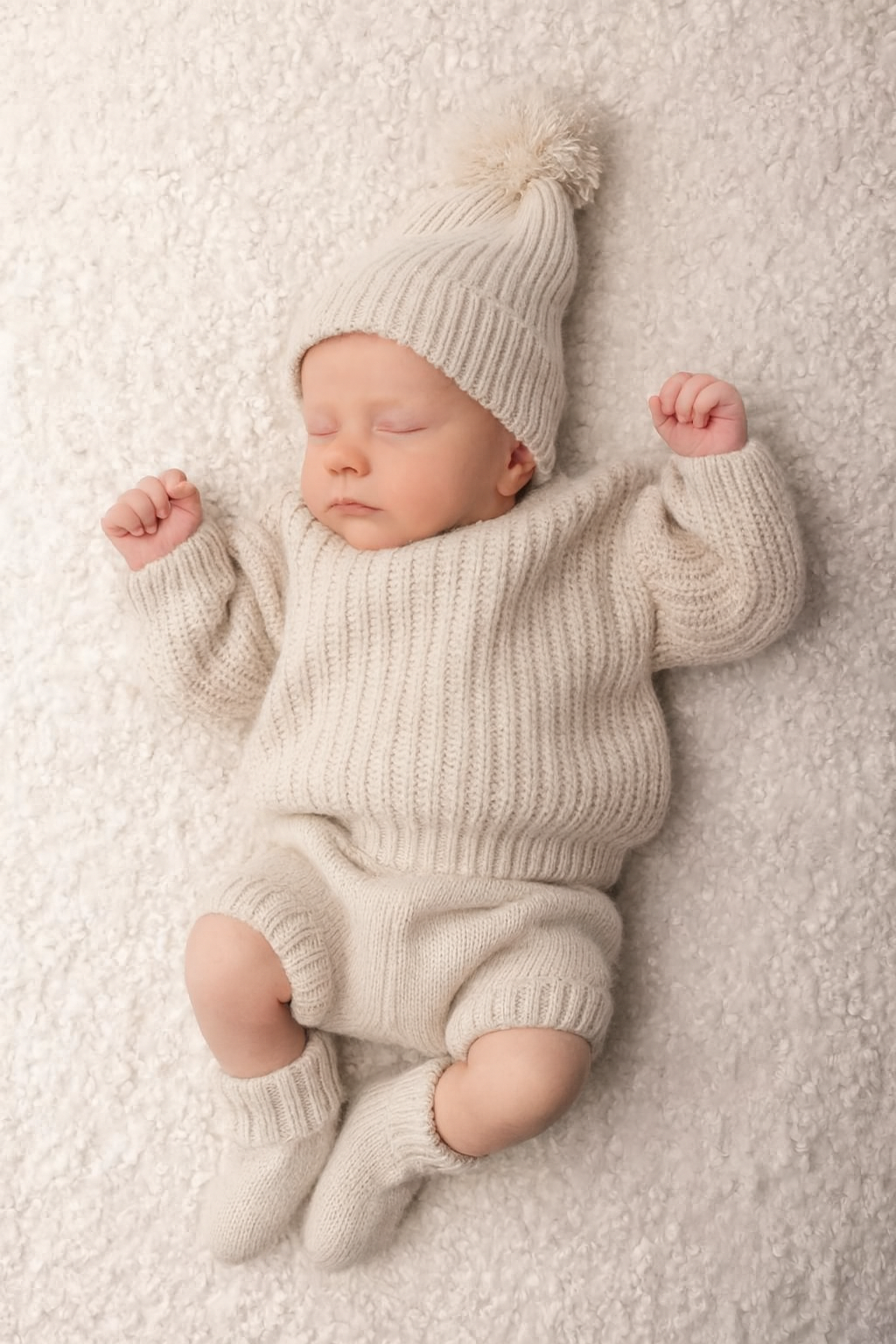 Gebreide Babytruiset voor Pasgeborenen met Sokjes en Warme Muts