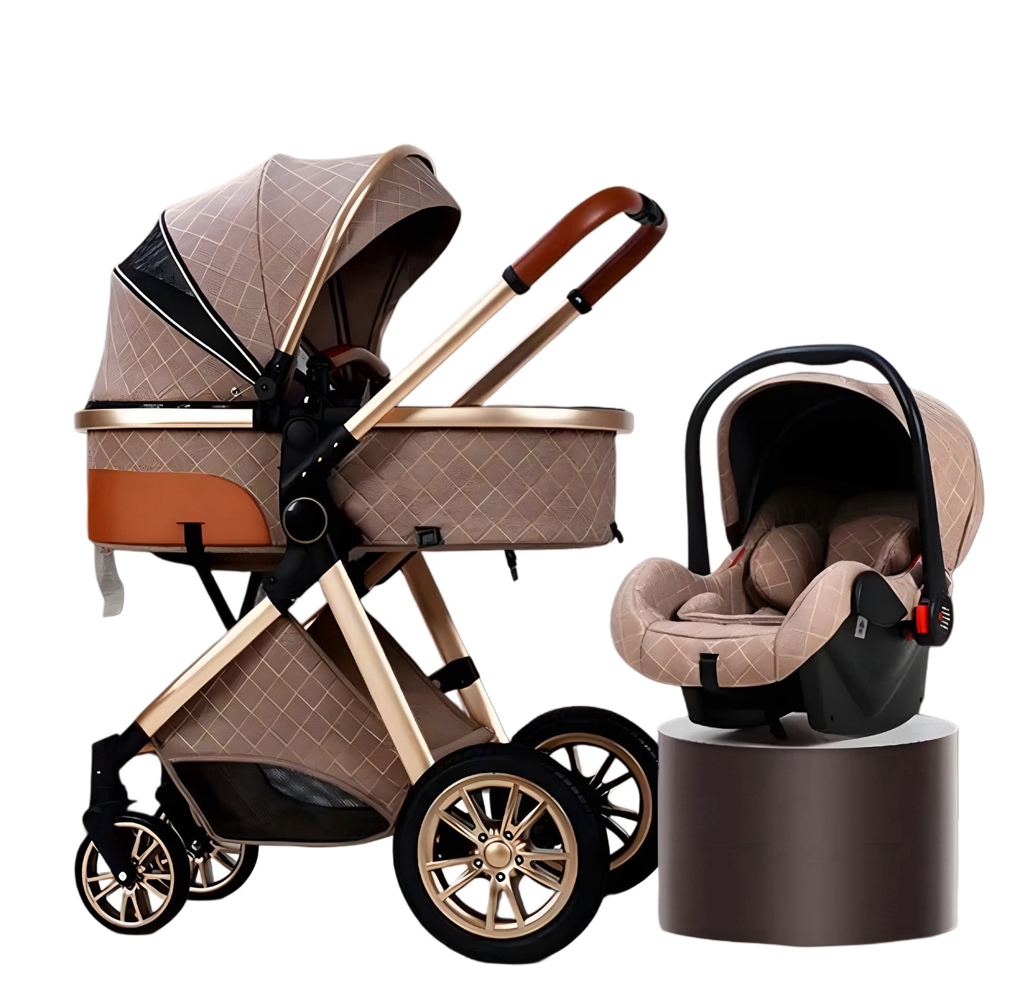 Vanzaa's Hoge Landschap Kinderwagen – Lichtgewicht, Opvouwbaar & Schokbestendig 2-in-1 Ontwerp