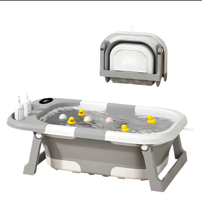 Opvouwbaar babybadje met touchscreen | Duurzaam, geïsoleerd en makkelijk leeg te laten lopen | Afneembare opbergruimte | Voor 0-6 jaar