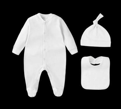 Winterromperset voor pasgeborenen - beige katoen met muts - Jumpsuit