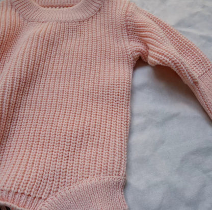 Gebreide Pasgeboren Baby Romperset met lange mouwen, sokken en mutsjes