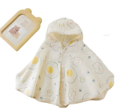 Zachte, katoenen en schattige handdoek met capuchon voor pasgeborenen - Ademend